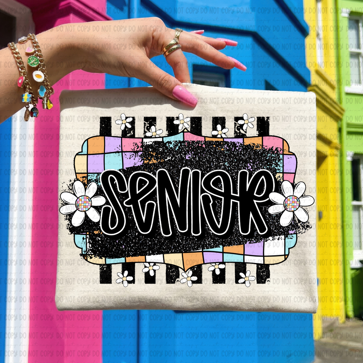 Retro colorful checkered senior (Revel) DTF Transfer