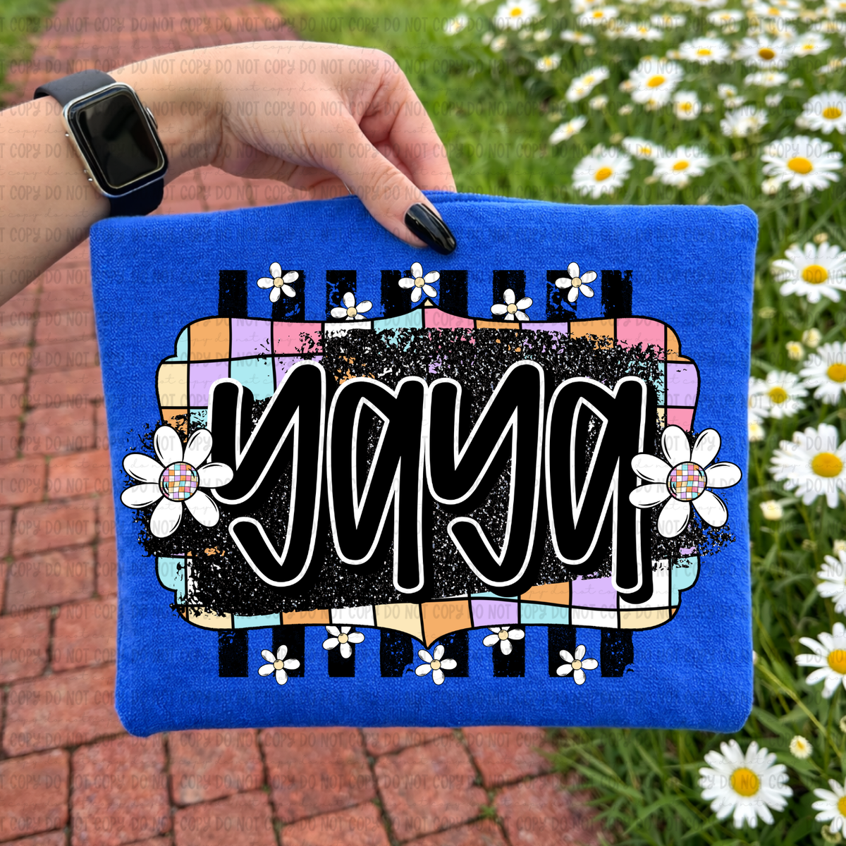 Retro colorful checkered yaya (Revel) DTF Transfer
