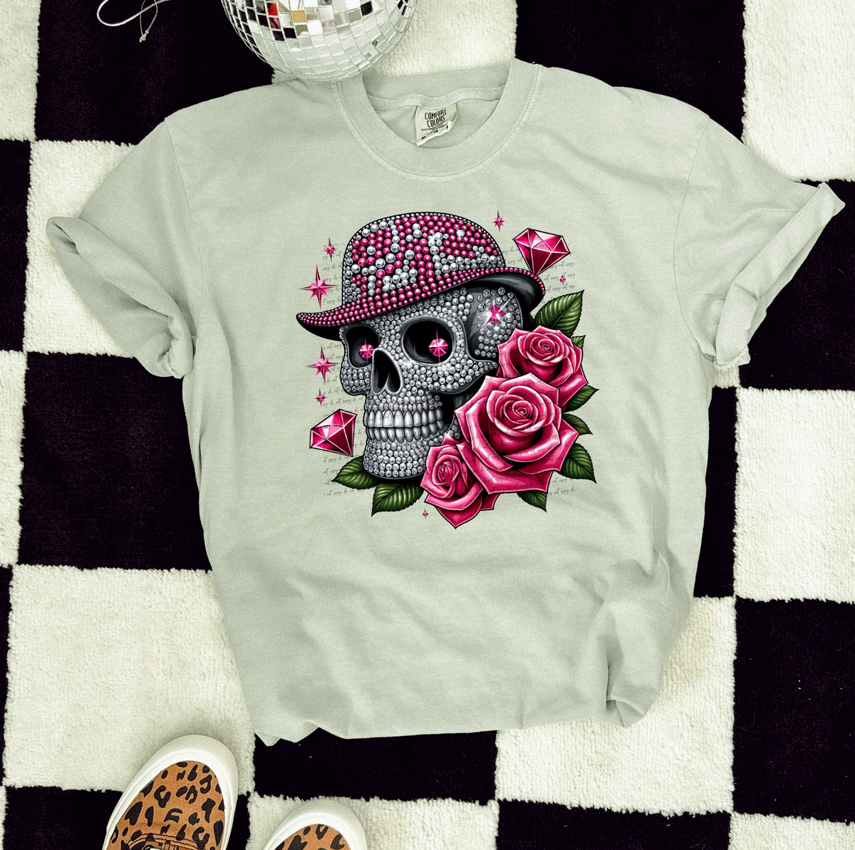 Rhinestone Skull And Roses 46572 DTF transfer