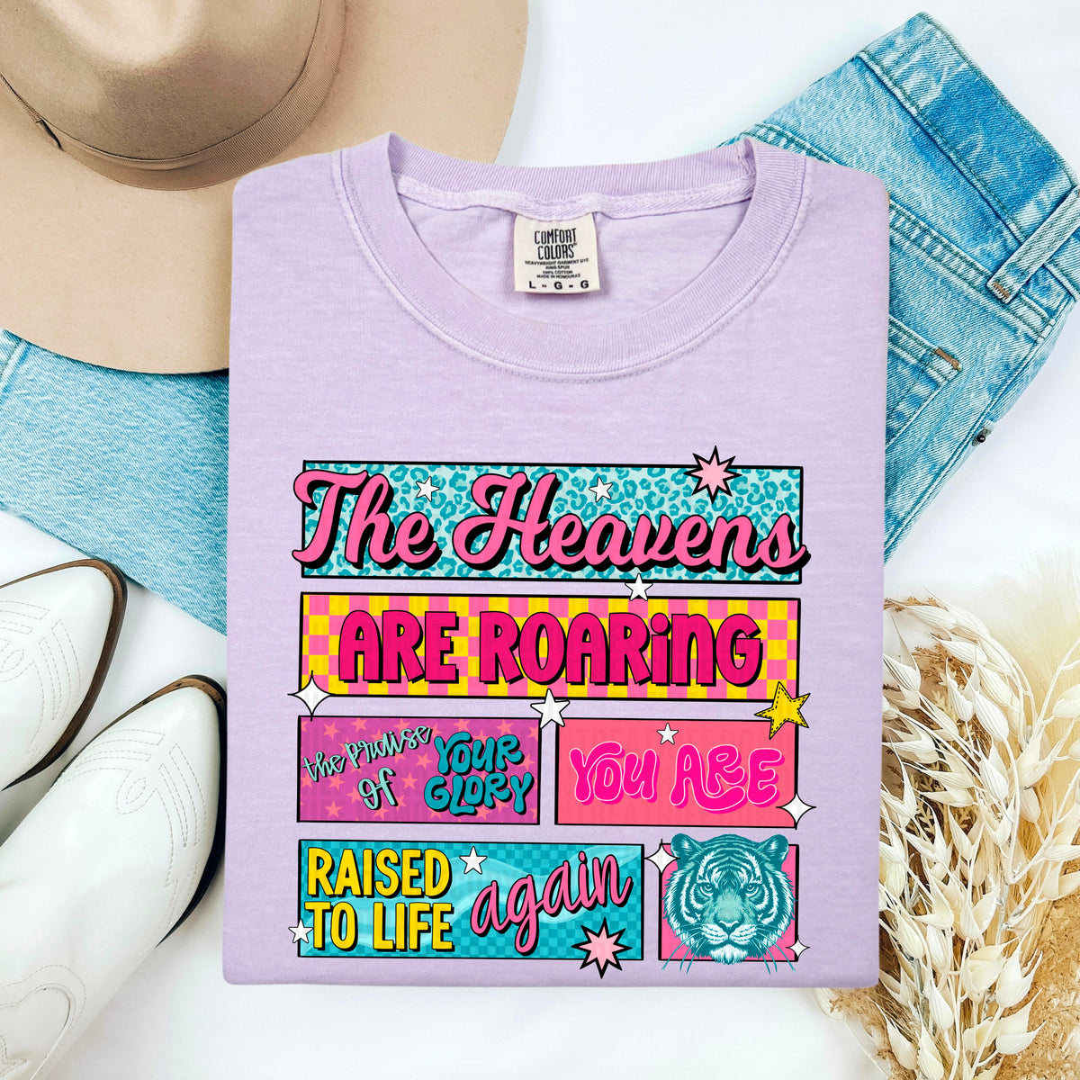 The heavens are roaring the praise of your glory 105120 DTF transfer