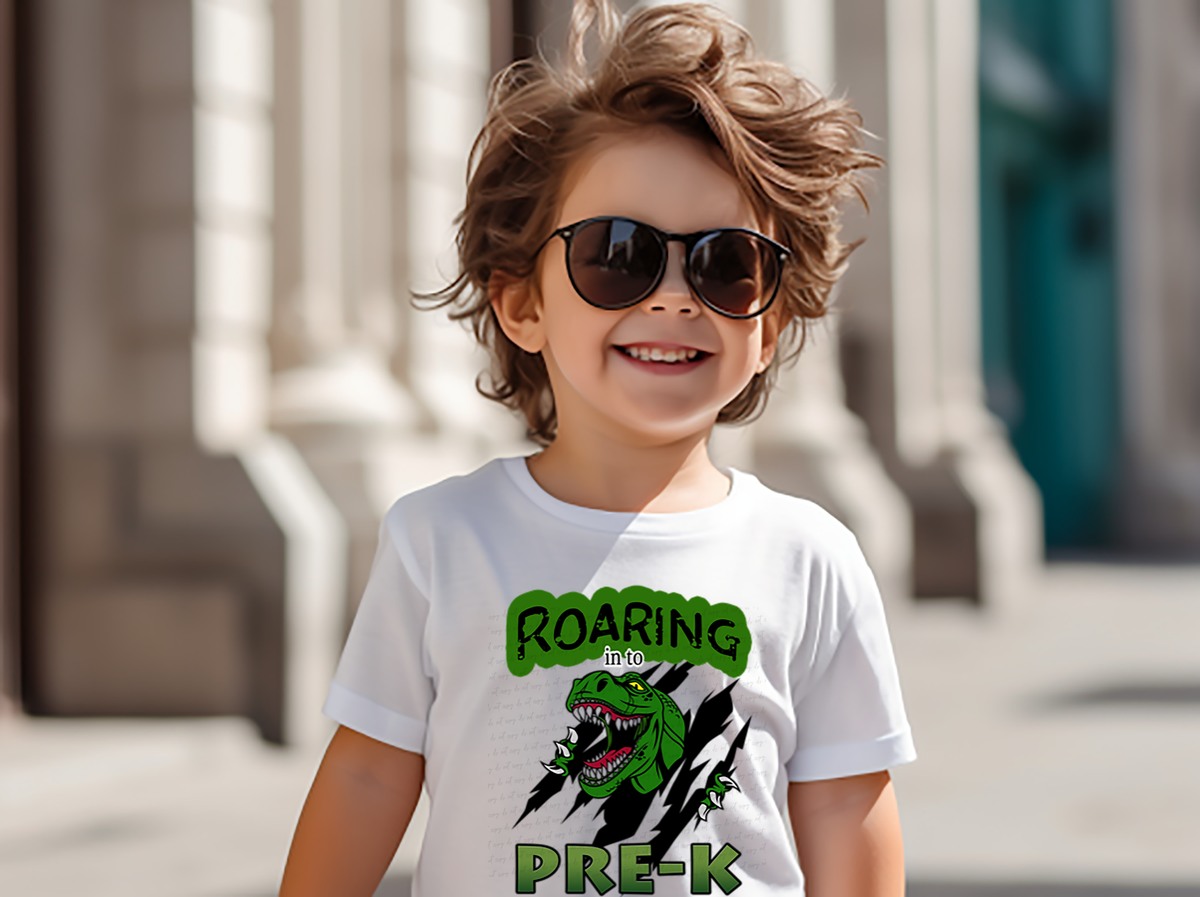 Roaring In To Pre-K Dino 114596 DTF transfer