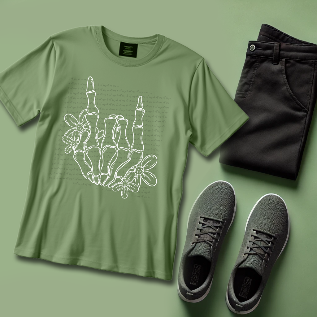 Rock Hand Flowers White 86445 DTF Transfer