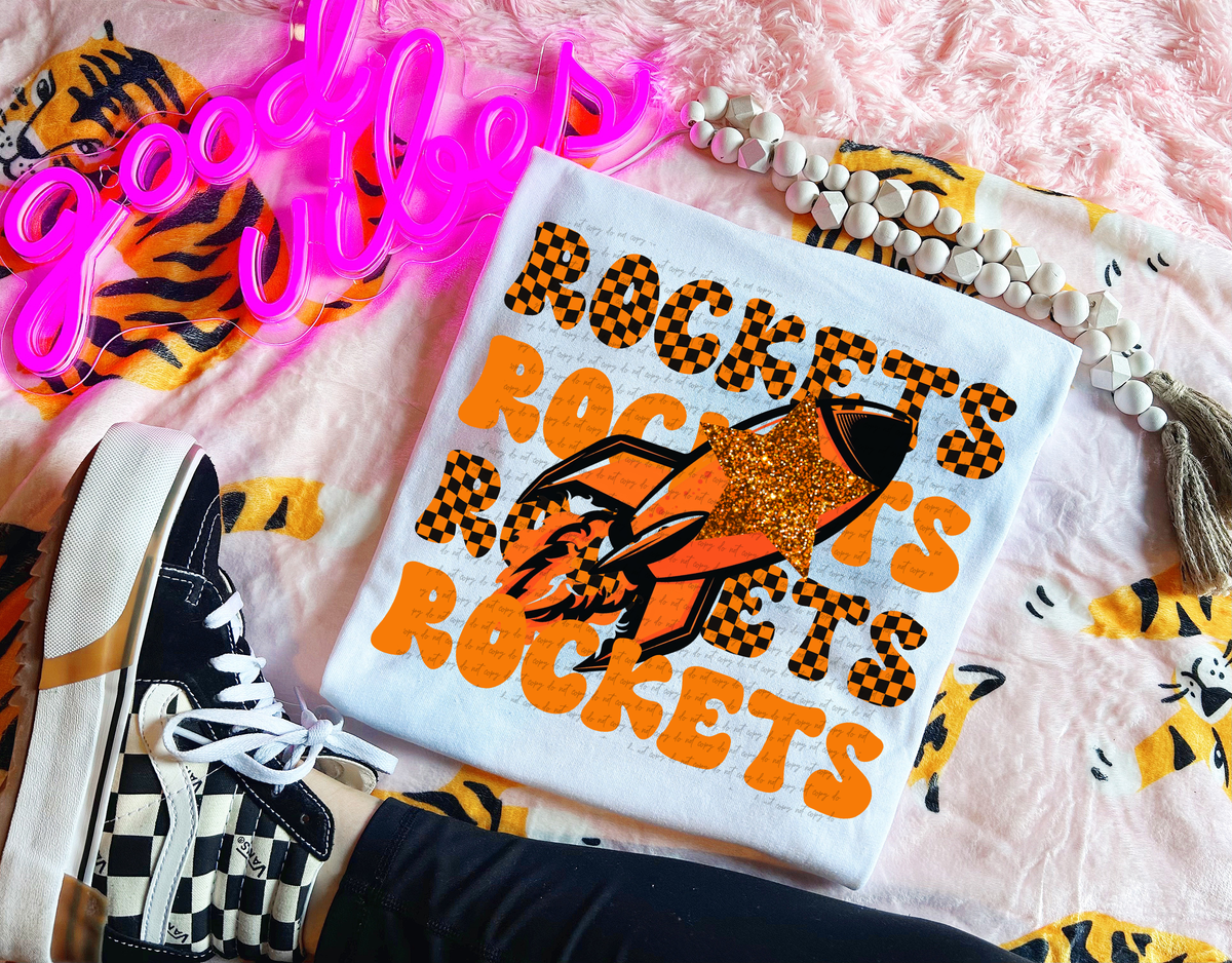 Rockets Checkered Word Stacked 59544 DTF transfer