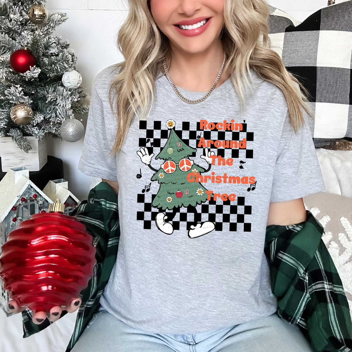 Rockin' Around The Christmas Tree Checkered 59425 DTF transfer