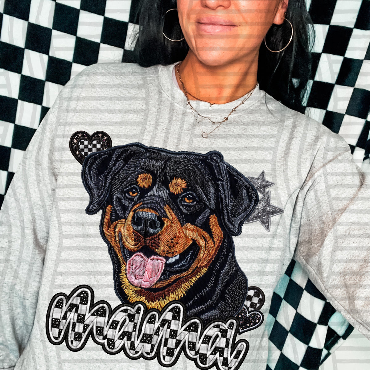 Rottweiler mama checkered font (DKD) DTF Transfer