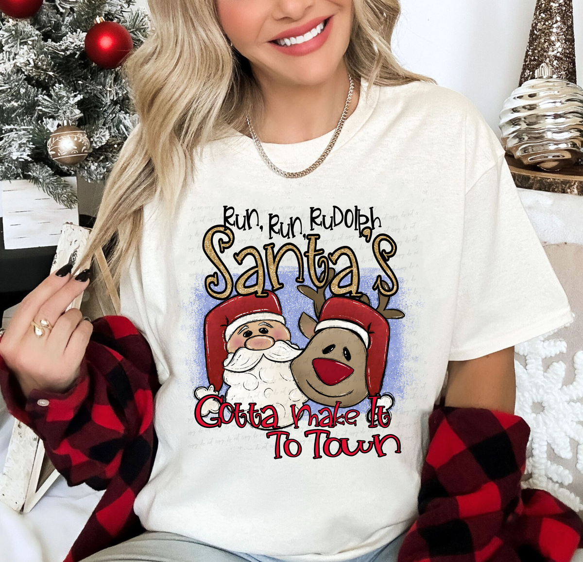 Run Run Rudolph Santa's Gotta Make It To Town 114938 DTF Transfer