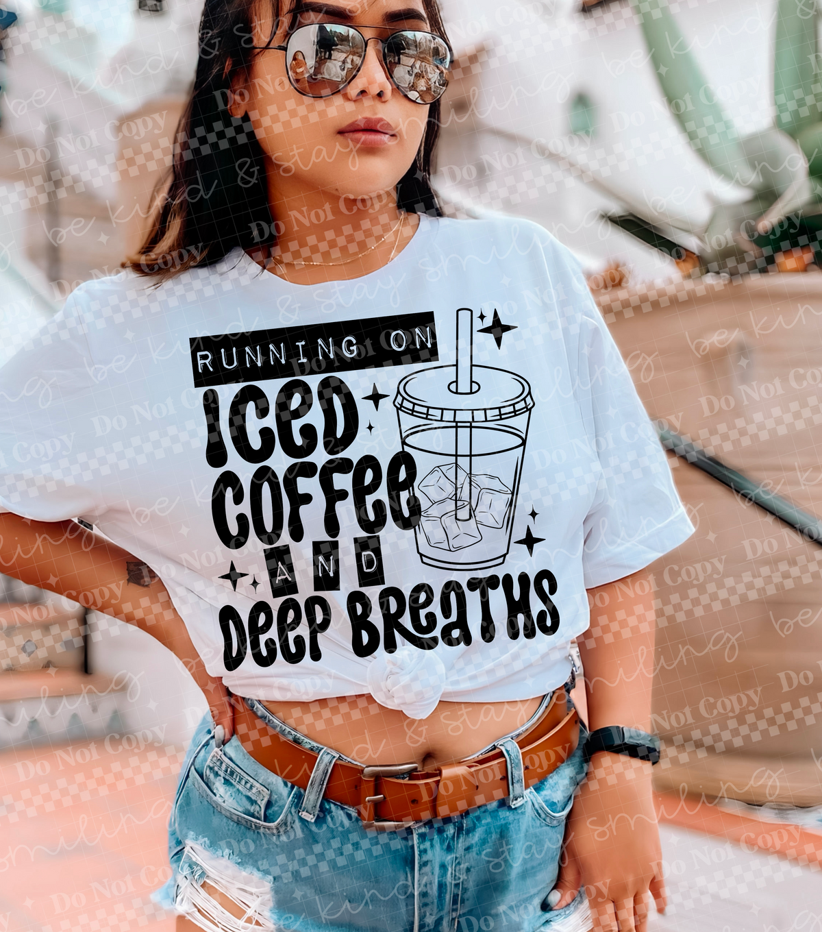Running on iced coffee and deep breaths (black) (CMLD) DTF Transfer