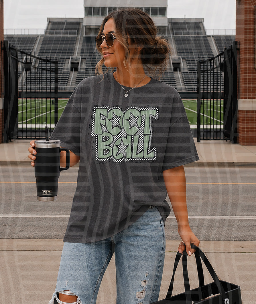 Sage Preppy Checker Football with Star (Caplinger) DTF Transfers