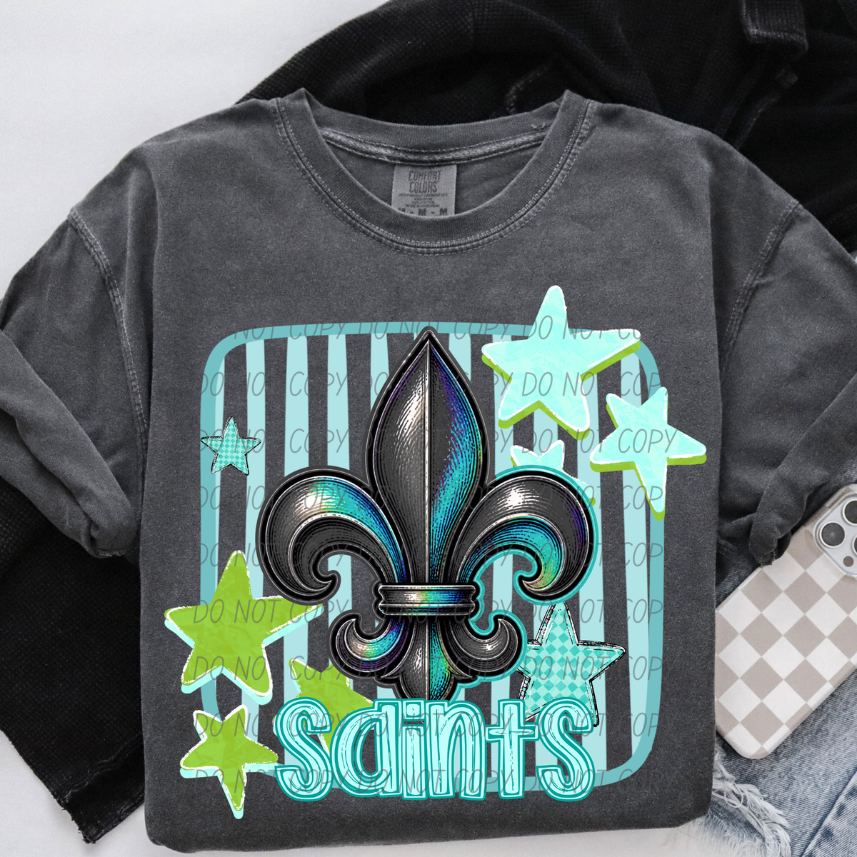 saints blue stars and stripes blue font (CITY) DTF Transfer