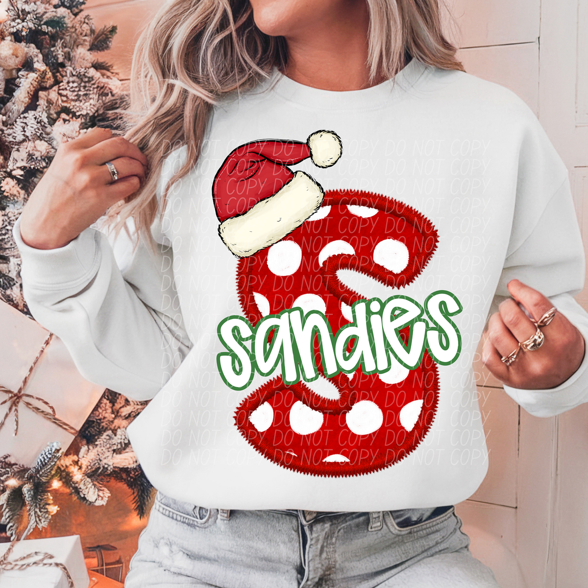 S Sandies Christmas Faux Embroidery (CITY) 66366 DTF transfer