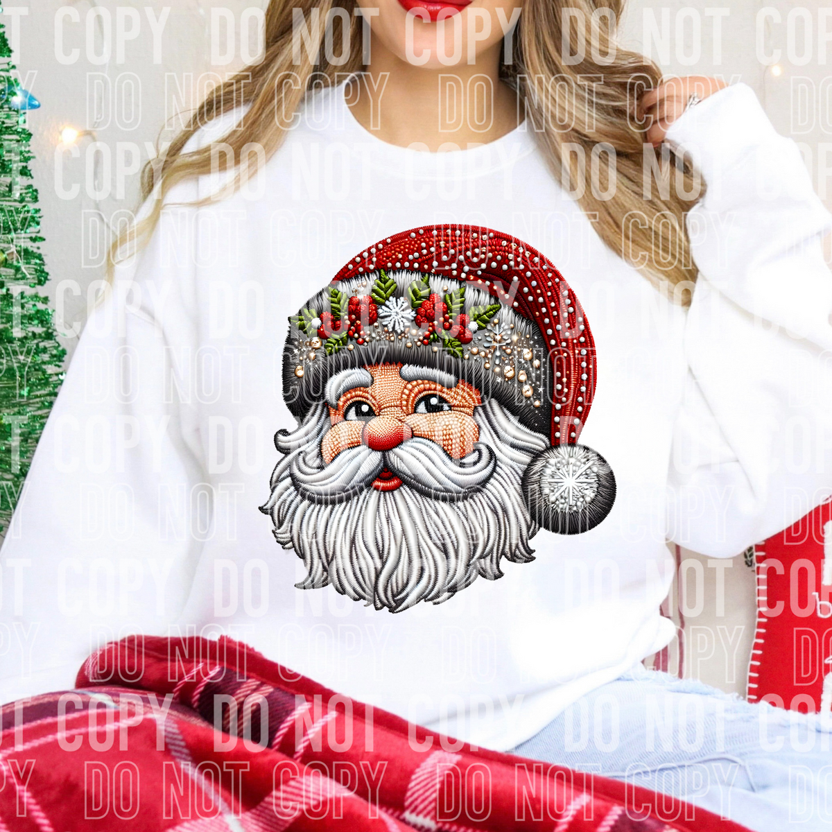 Santa RED HAT rhinestone sparkles SBB DTF transfers