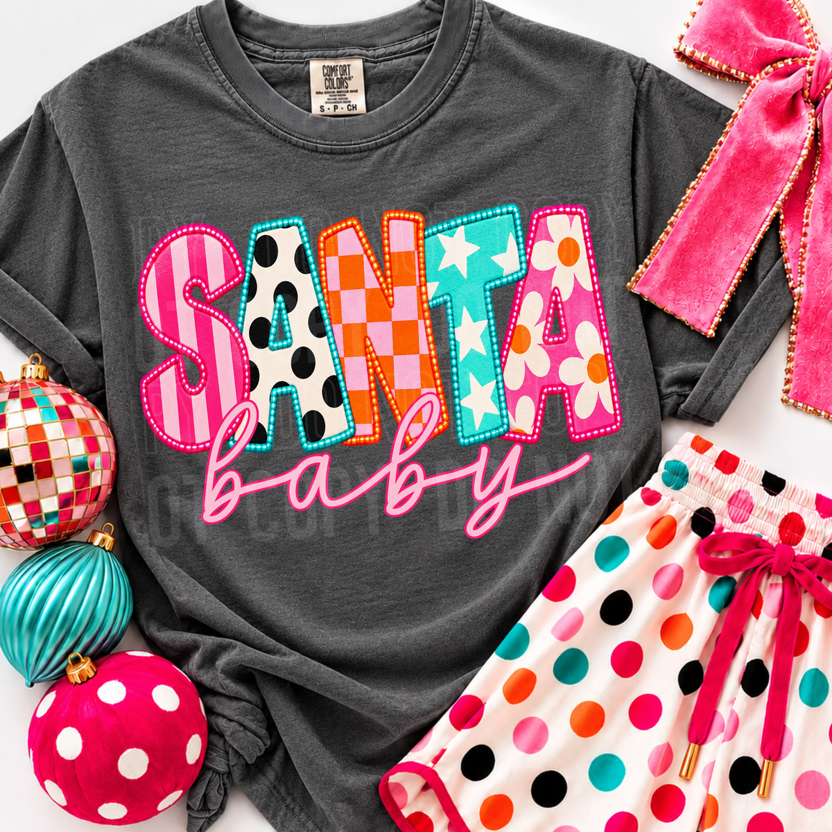 Santa baby bright patterns (SBB) DTF Transfer