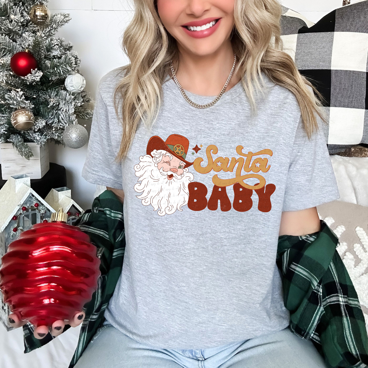Santa Baby Western 116655 DTF Transfer