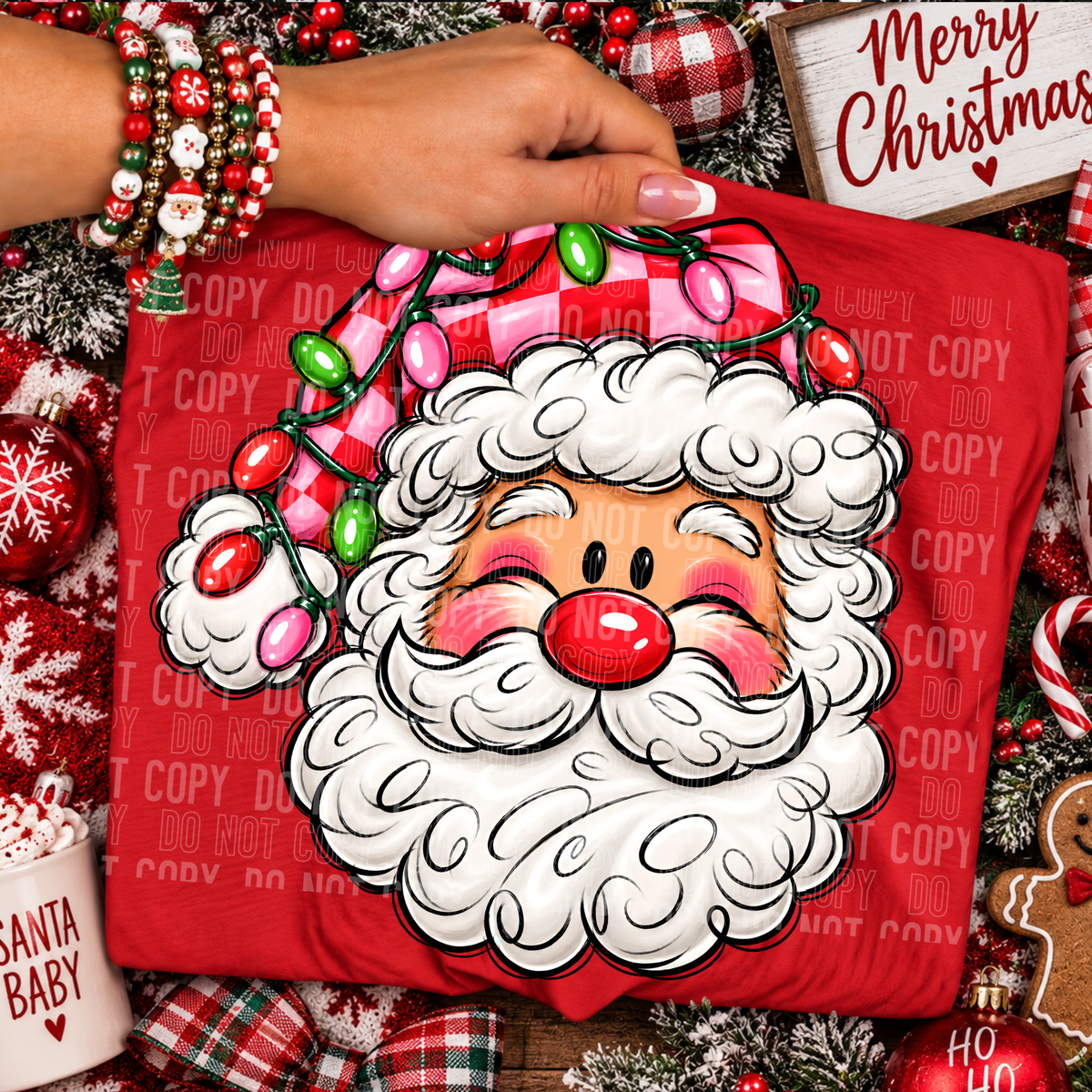 Blushing Santa doodle face (SBB) DTF Transfer