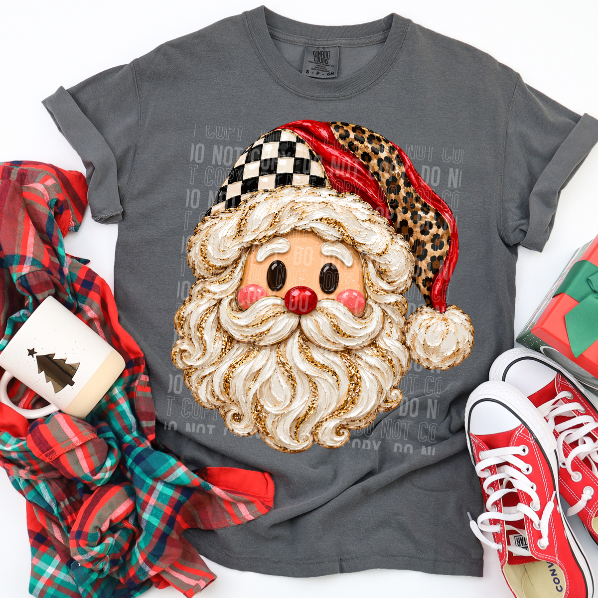 Santa checker and leopard hat (SBB) DTF Transfer