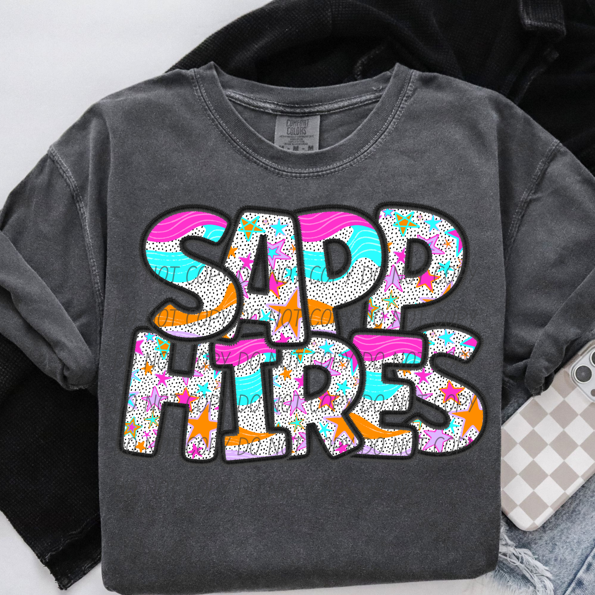 sapphires wavy stars (city) DTF transfer