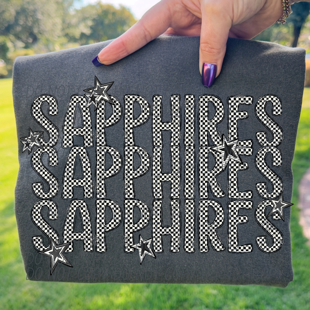 Sapphires checker star stacked (City)DTF transfer