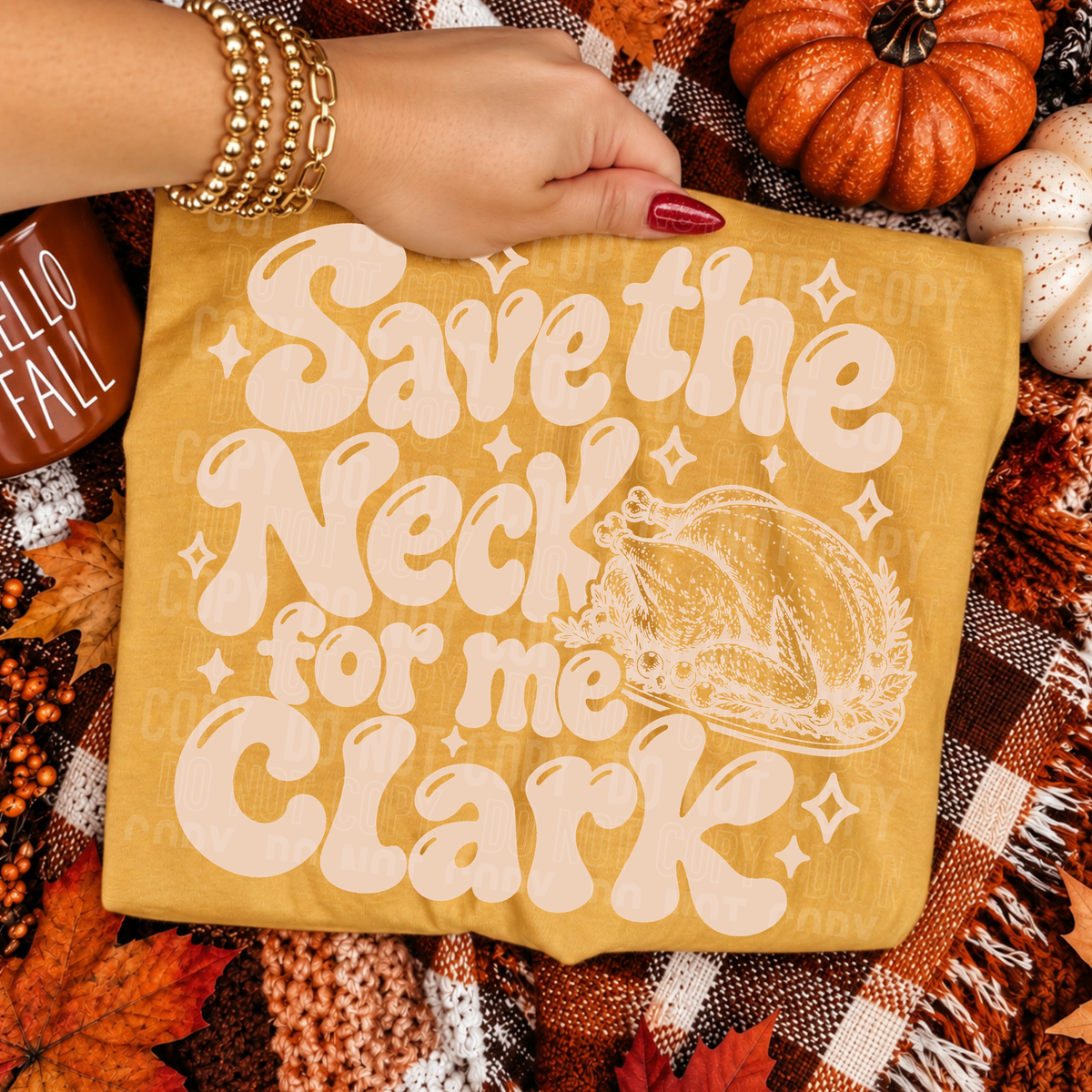 Save the neck for me Clark WHITE bubble letter (SBB) DTF Transfer