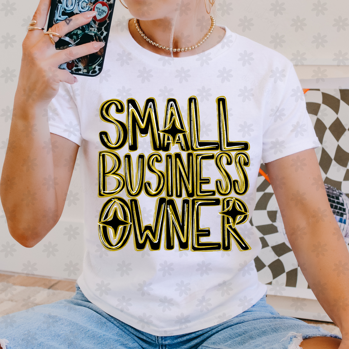Small business owner yellow neon brushstrokes (Dyed) DTF Transfer