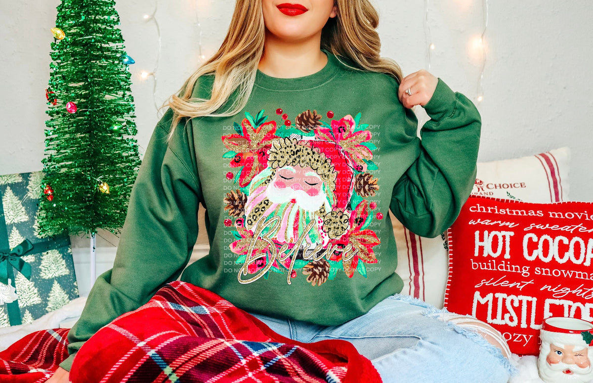 Believe Santa flowers and acorns (SCG) DTF Transfer