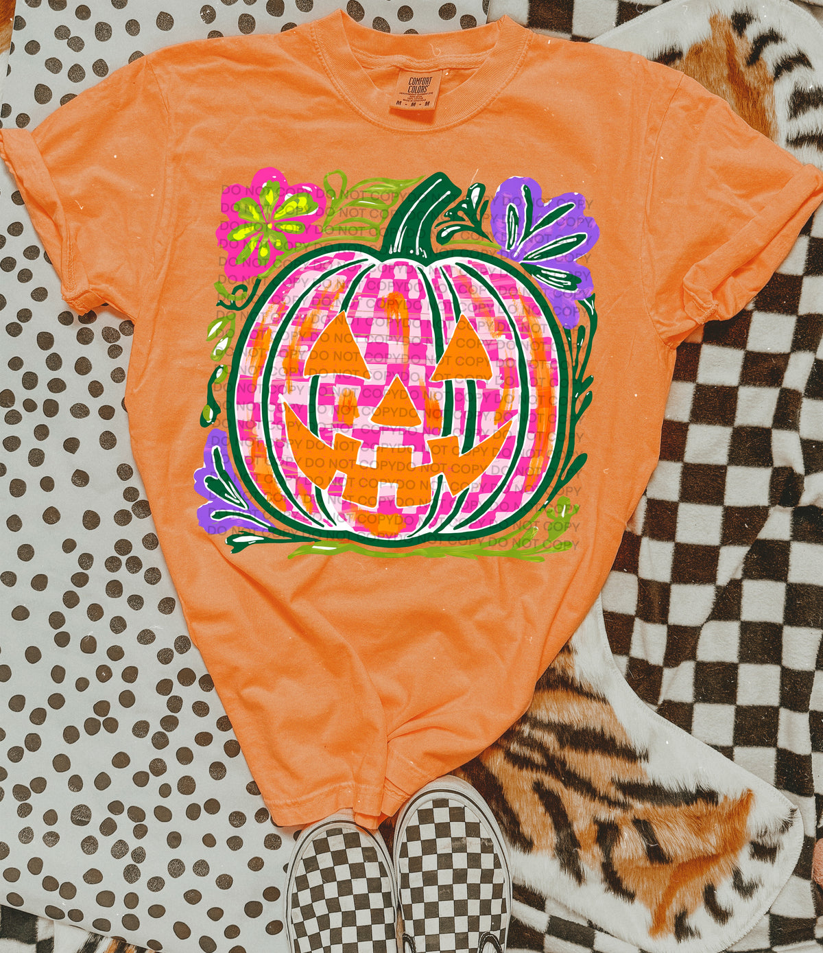 Pink checkered pumpkin (SCG) DTF Transfer