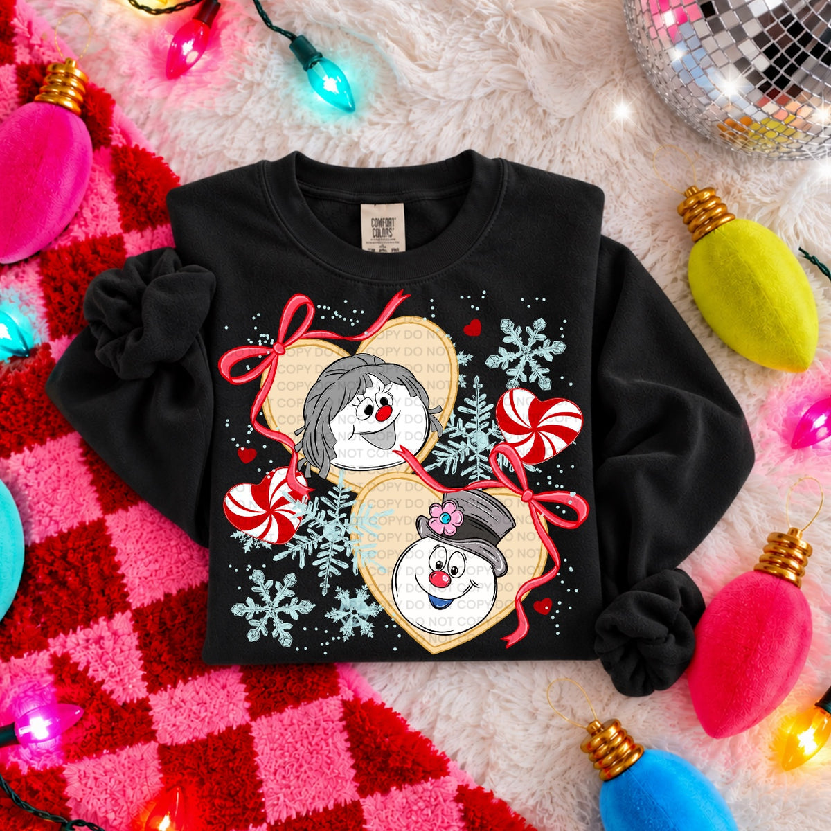Snowman Christmas hearts DTF Transfer
