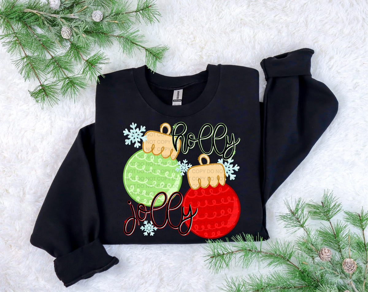 Holly jolly red and green ornaments (SCG) DTF Transfer