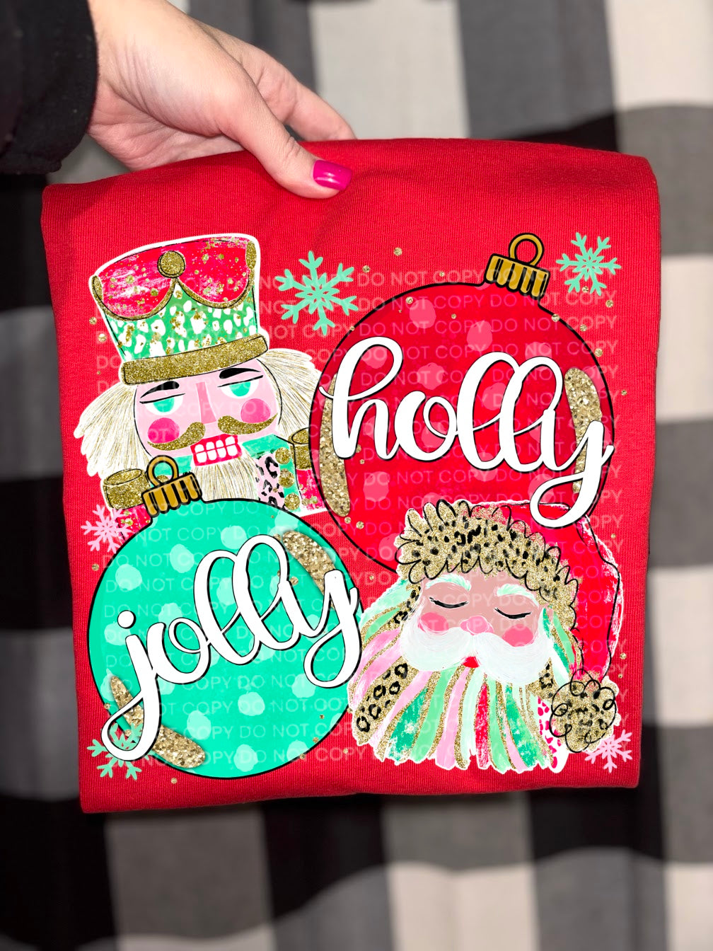 Holly jolly ornament nutcracker and Santa (SCG) DTF Transfer