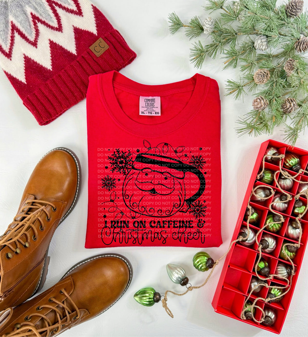 I run on caffeine & Christmas cheer Santa mug BLACK (SCG) DTF Transfer