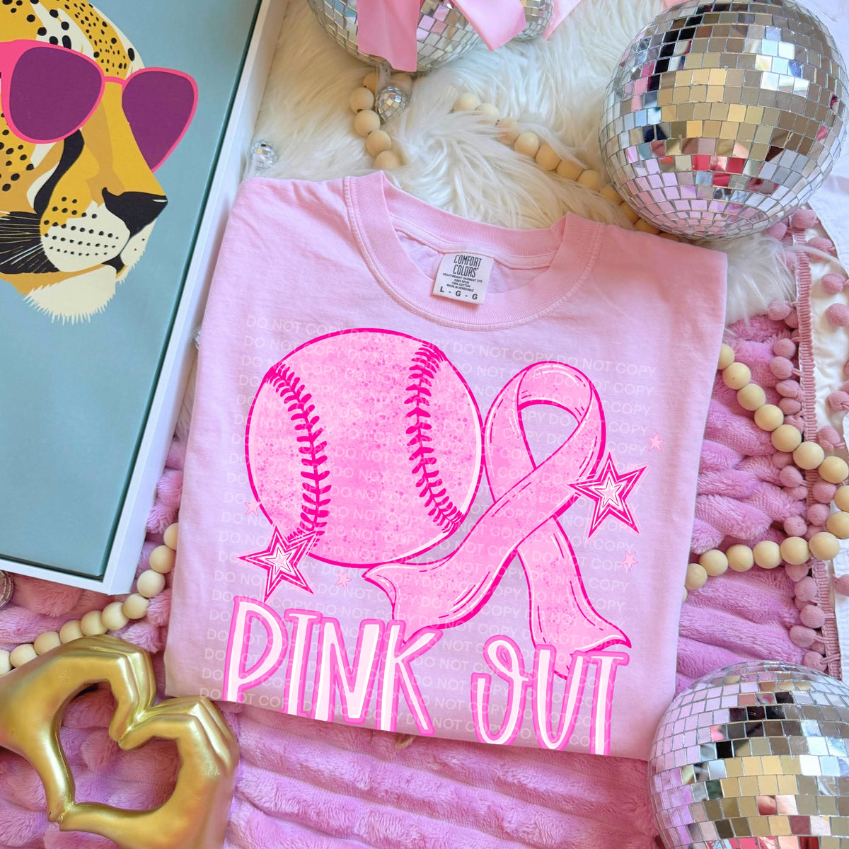 Pink out baseball and ribbon (SCG) DTF Transfer