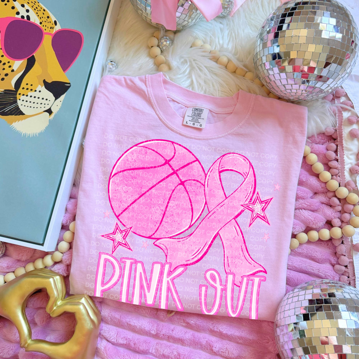 Pink out basketball and ribbon (SCG) DTF Transfer
