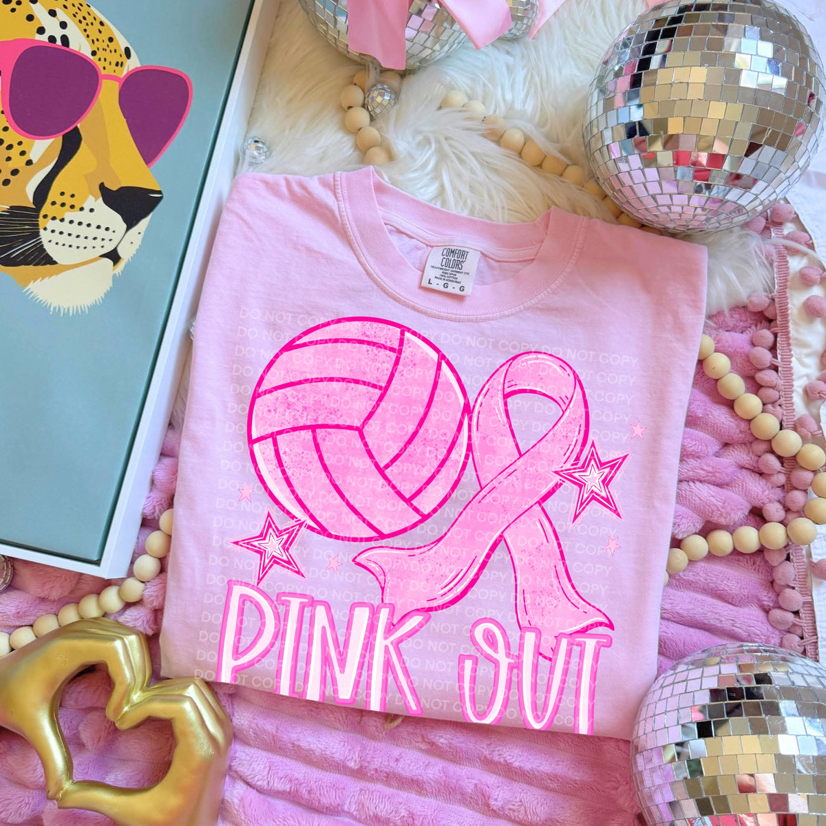 Pink out volleyball and ribbon (SCG) DTF Transfer