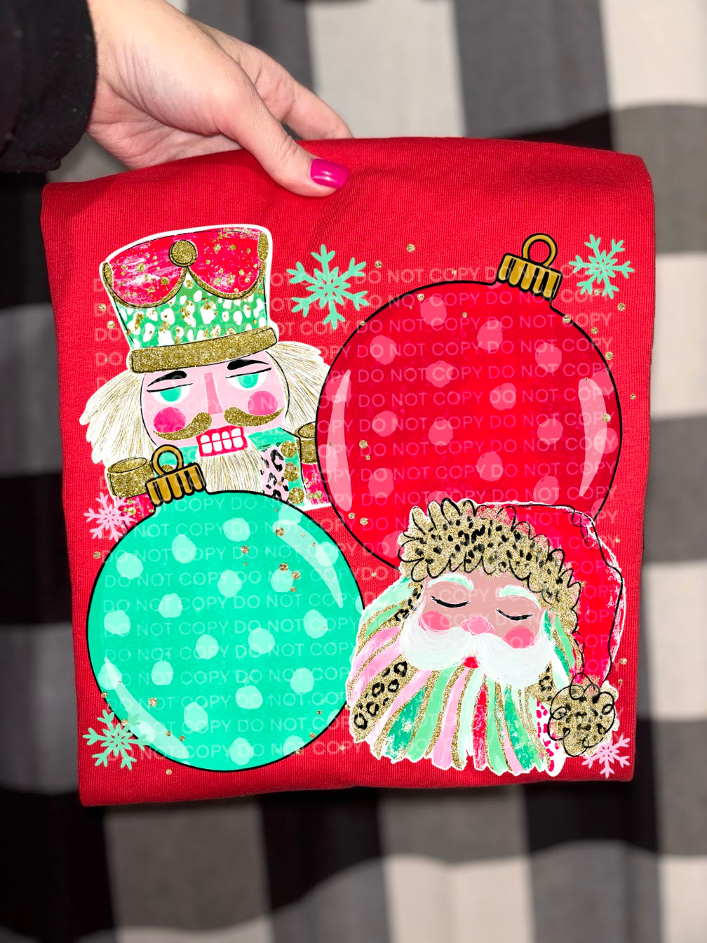 Santa nutcracker red and green ornament collage (SCG) DTF Transfer