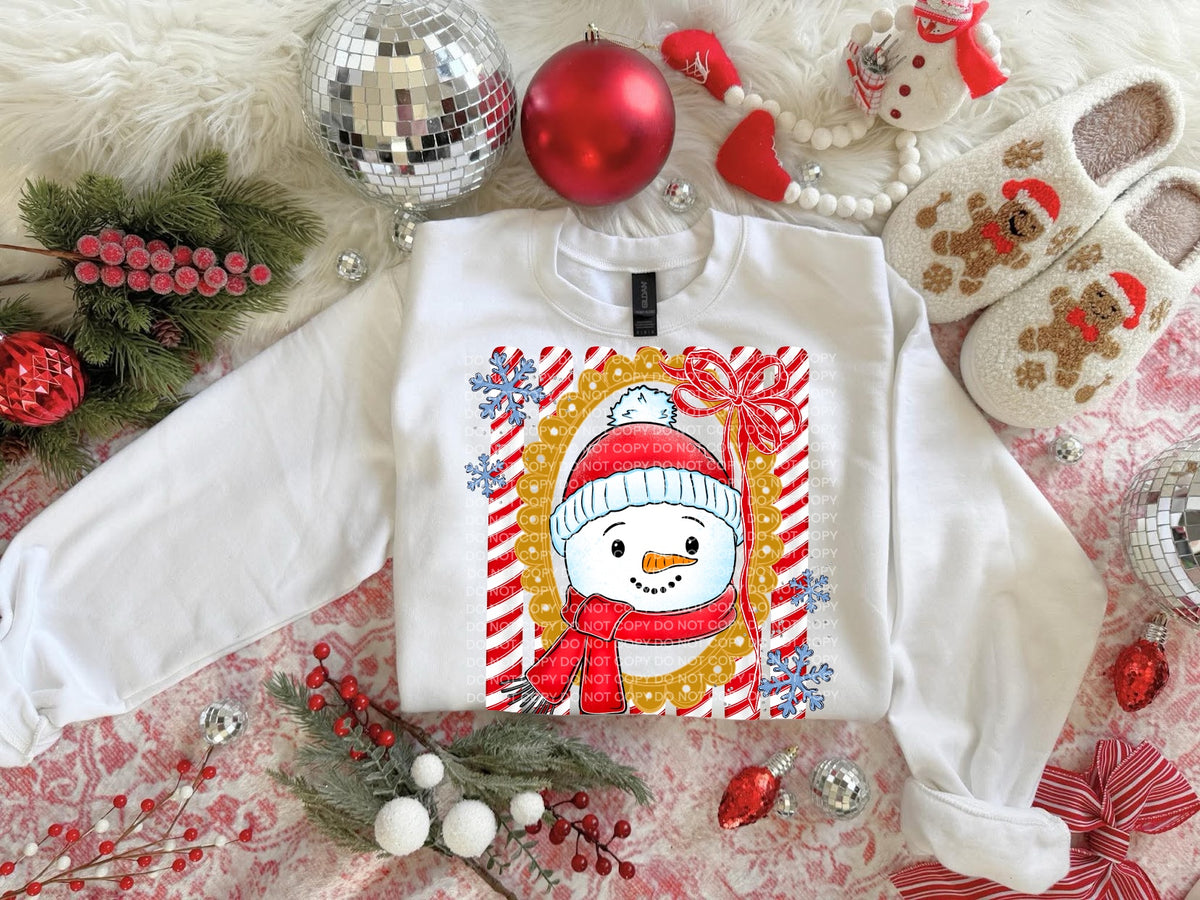 Snowman candy cane stripes (SCG) DTF Transfer