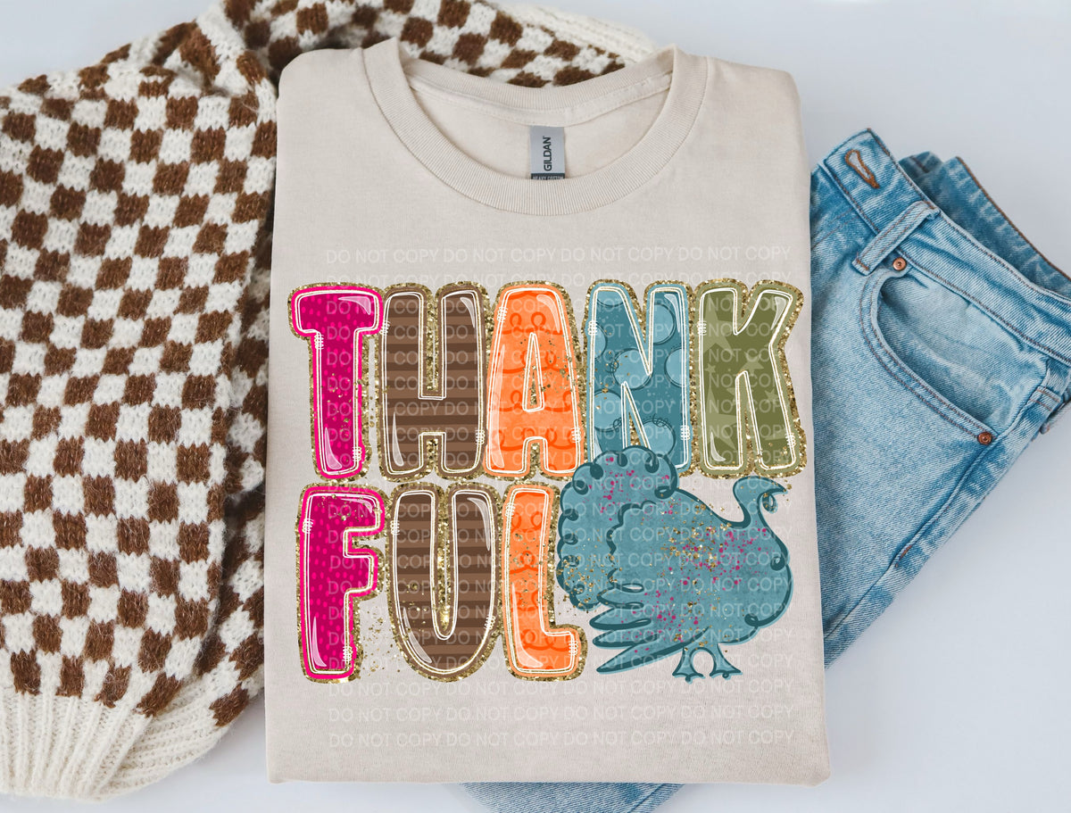 Thankful colorful bubble letters (SCG) DTF Transfer