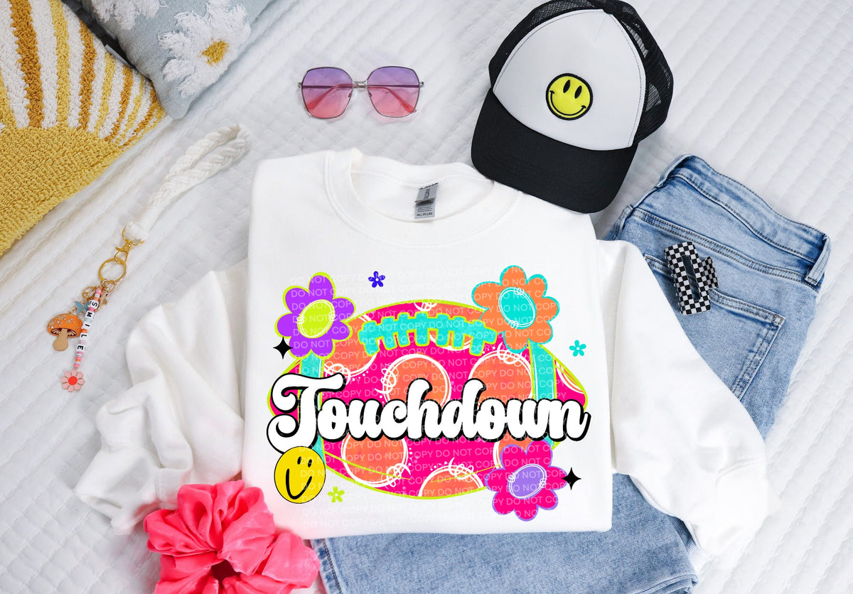 Touchdown pink football with flowers (SCG) DTF Transfer