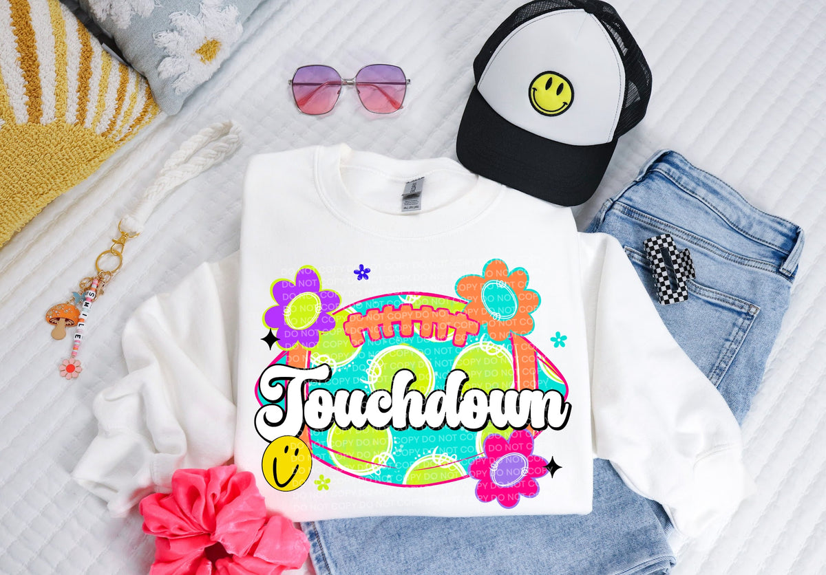 Touchdown blue football with flowers (SCG) DTF Transfer