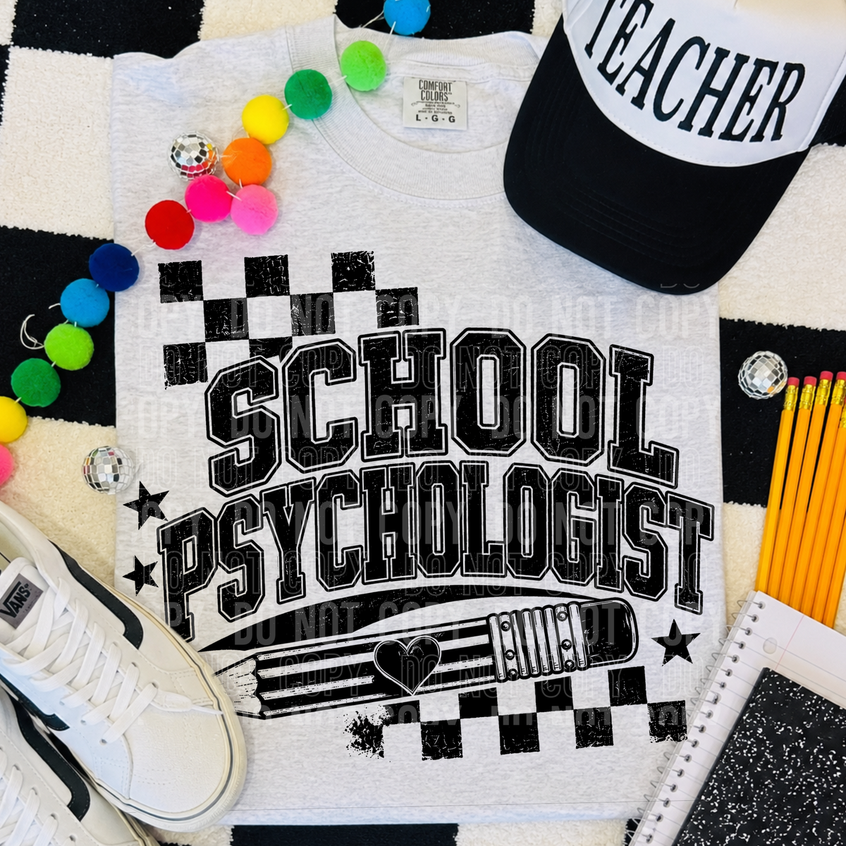 School psychologist checkered (SBB) DTF Transfer