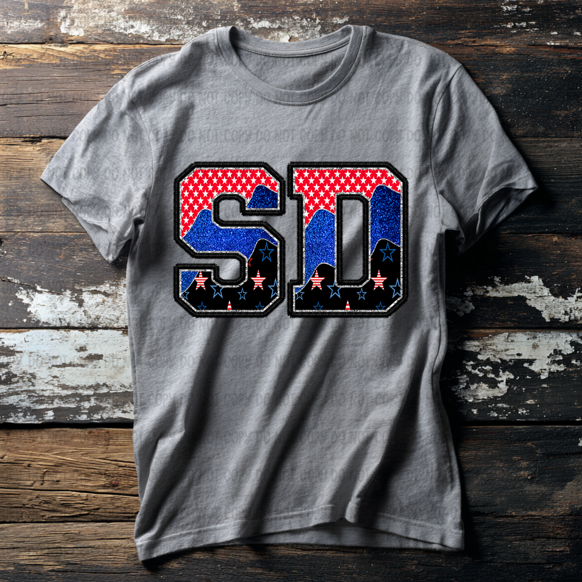 SD (red blue and black filled) (Revel) DTF Transfer