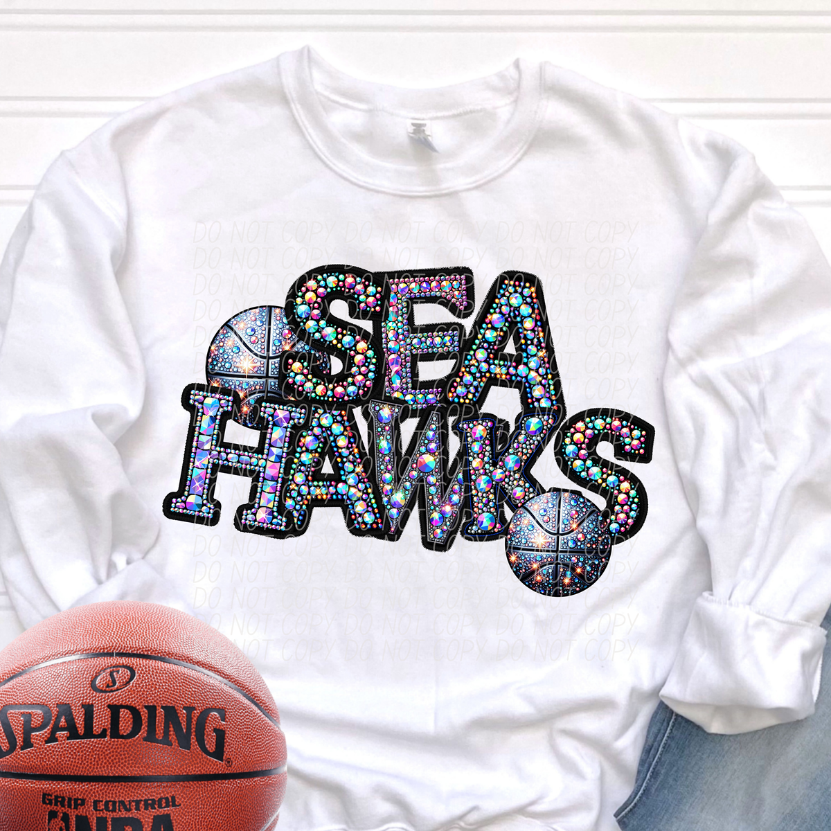 Sea Hawks Basketball Rhinestone (CITY) 66659 DTF transfer