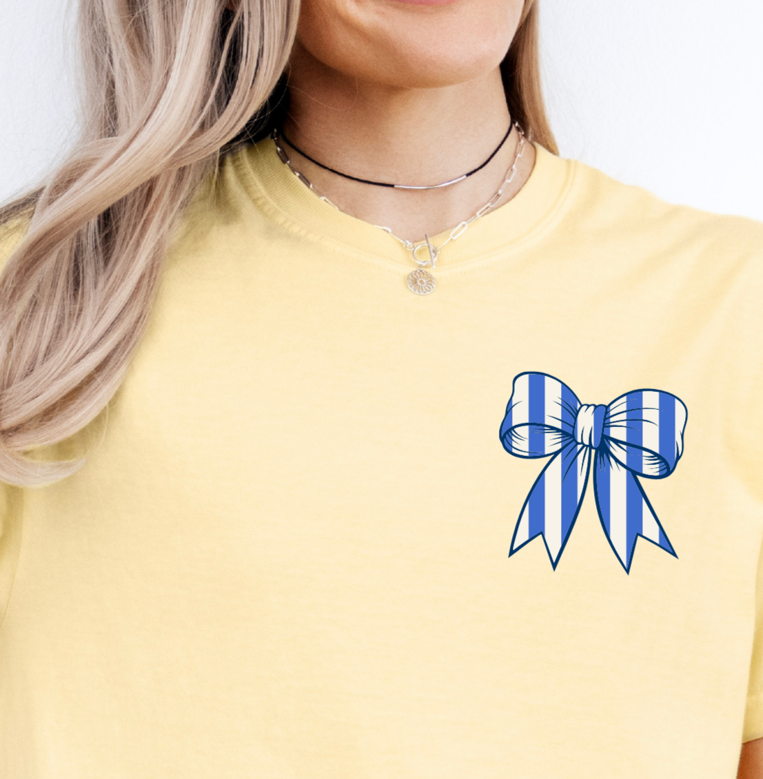 Blue striped Bow POCKET (CSG) 105056 DTF transfer