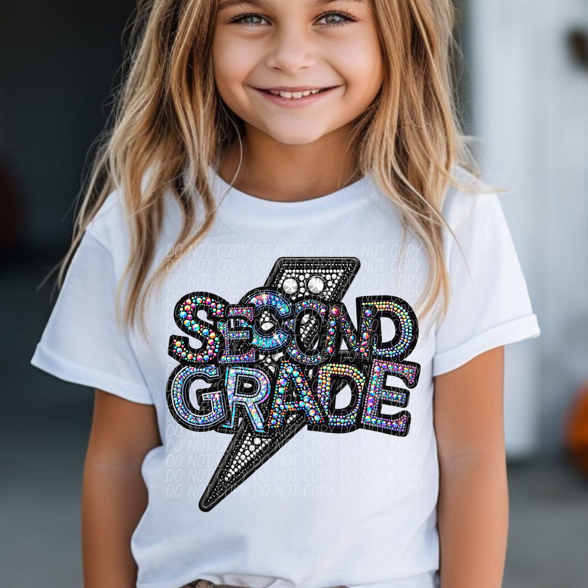 Second grade lightning bolt rhinestones (city) 45287 DTF transfers