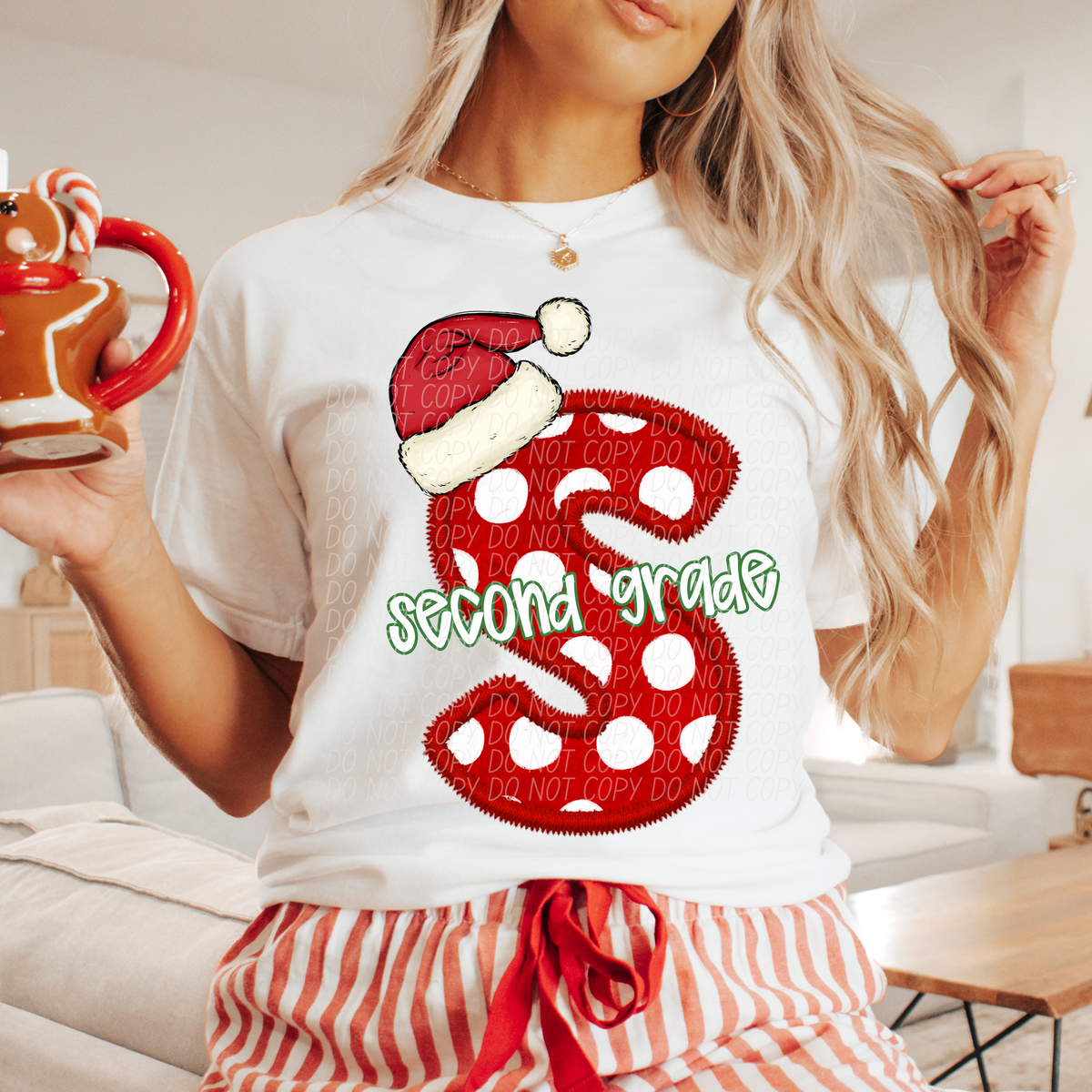 Second Grade Christmas Faux Embroidery 66598 DTF transfer