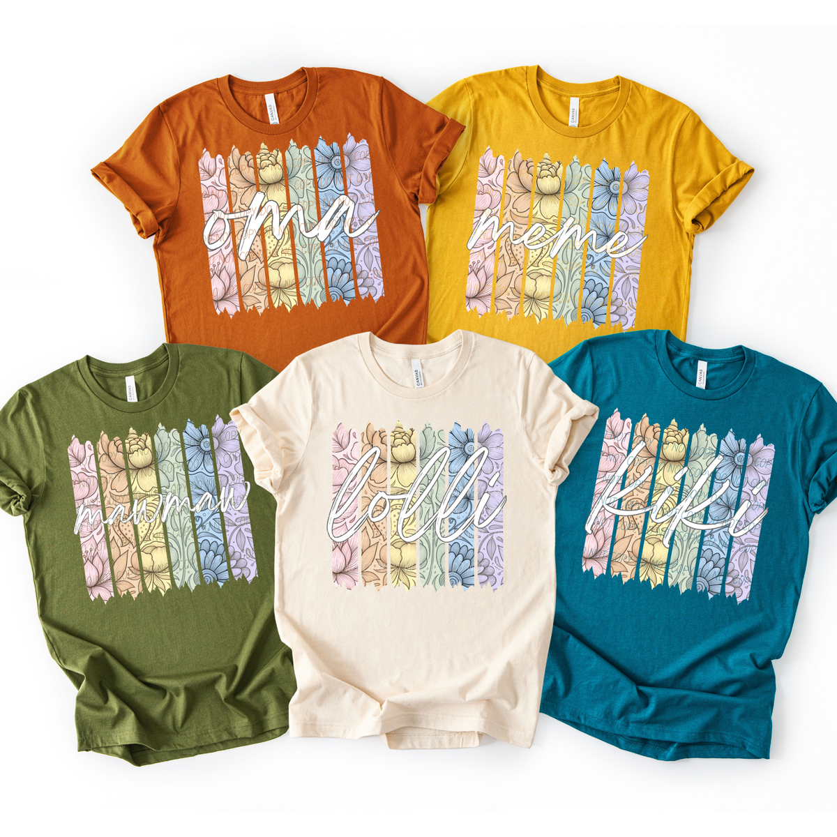 set 2 rainbow floral paint stripes (city) DTF Transfer
