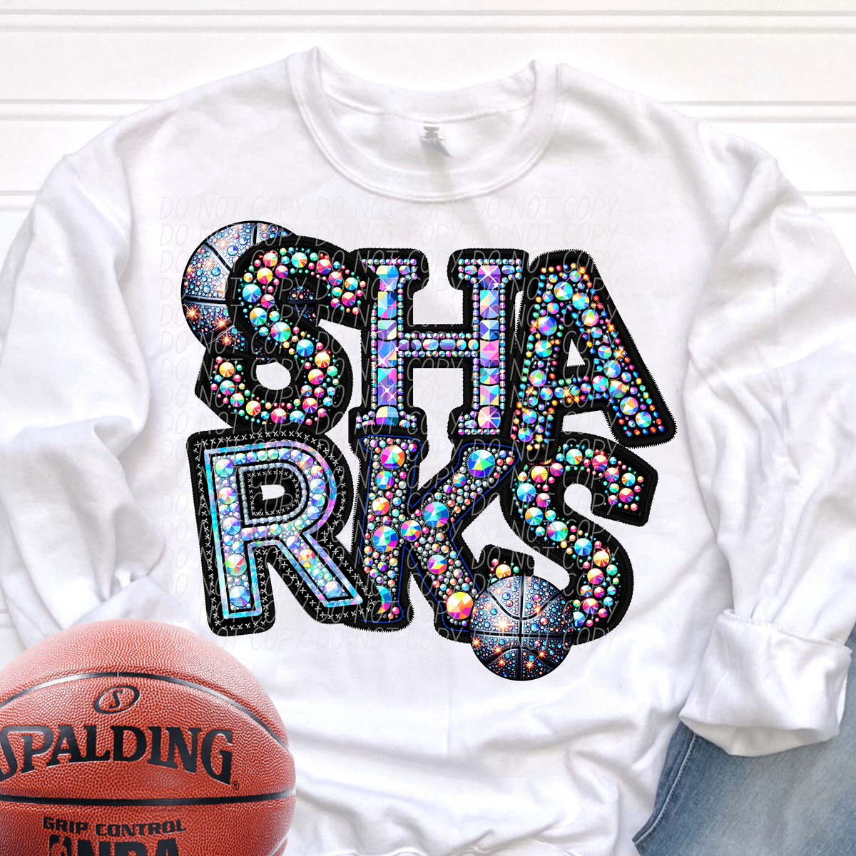 Sharks Basketball Rhinestone (CITY) 66660 DTF transfer