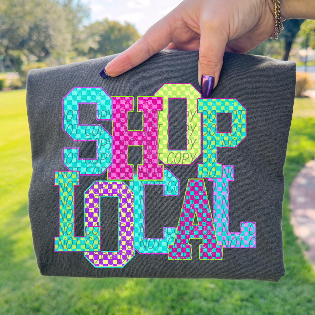 Shop local NEON checkered (City) DTF Transfer