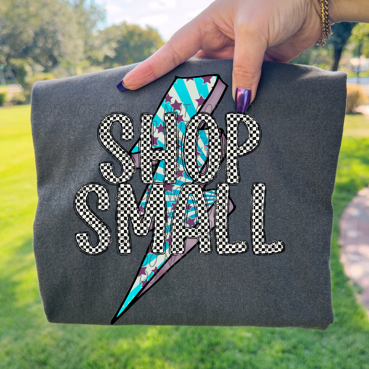 Shop small BLUE strip lightning bolt (City) DTF Transfer