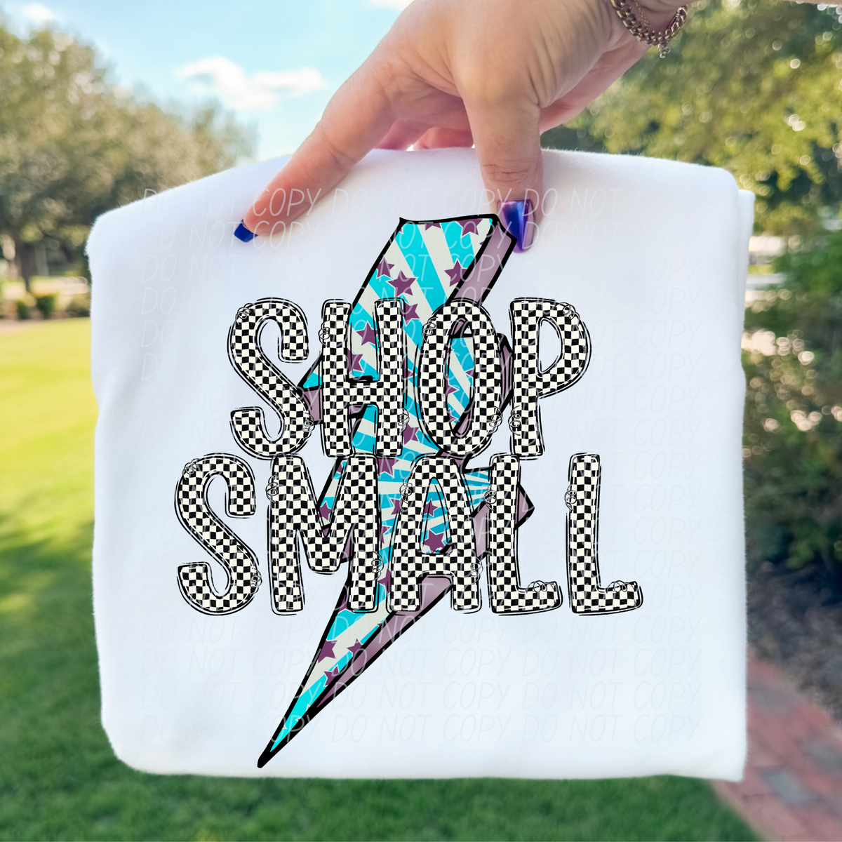 Shop small BLUE strip lightning bolt (City) DTF Transfer