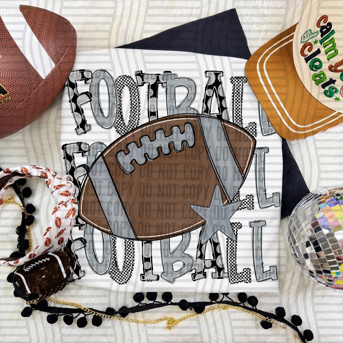 Silver-Football Tri Stacked (Caplinger) DTF Transfer