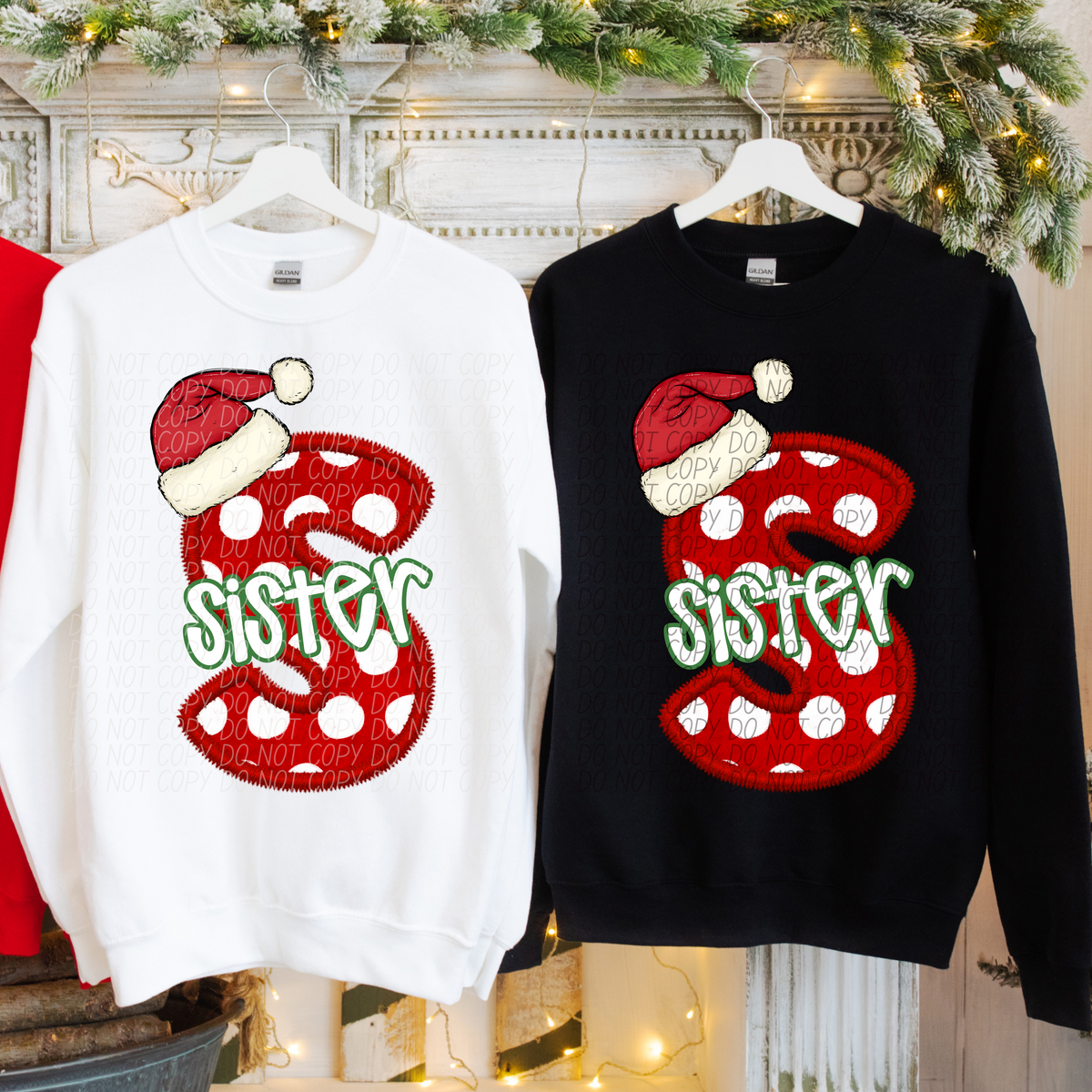 Sister Christmas Faux Embroidery 66602 DTF transfer